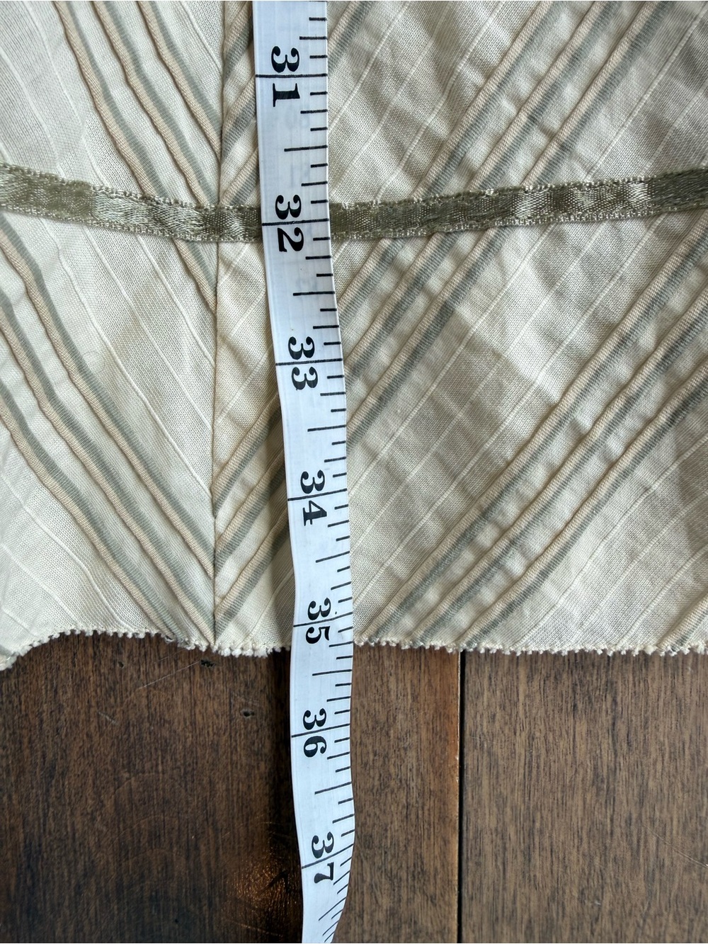 GG/5 Striped Cream Midi Dress with Tie-Front Spaghetti Straps Small - Picture 9 of 10